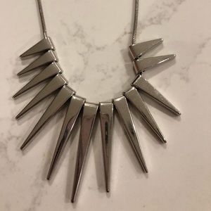 Express Spike Statement Silver Necklace